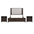 Pemberly Row Set of 3 Queen Upholstered Bed & Chests with Charging Station