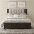 Pemberly Row Set of 3 Queen Upholstered Bed & Nightstands with Charging Station