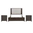 Pemberly Row Set of 3 Queen Upholstered Bed & Nightstands with Charging Station