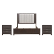 Pemberly Row Set of 3 King Upholstered Bed & Nightstands with Charging Station
