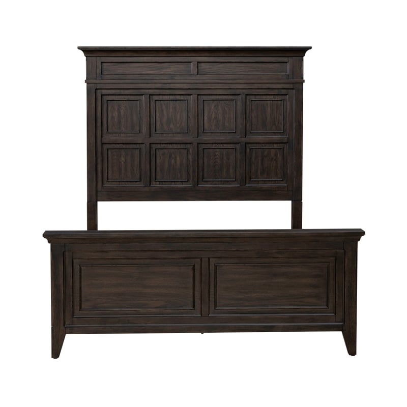 Pemberly Row Set of 4 Queen Panel Bed & Dresser & Chests with Charging Station