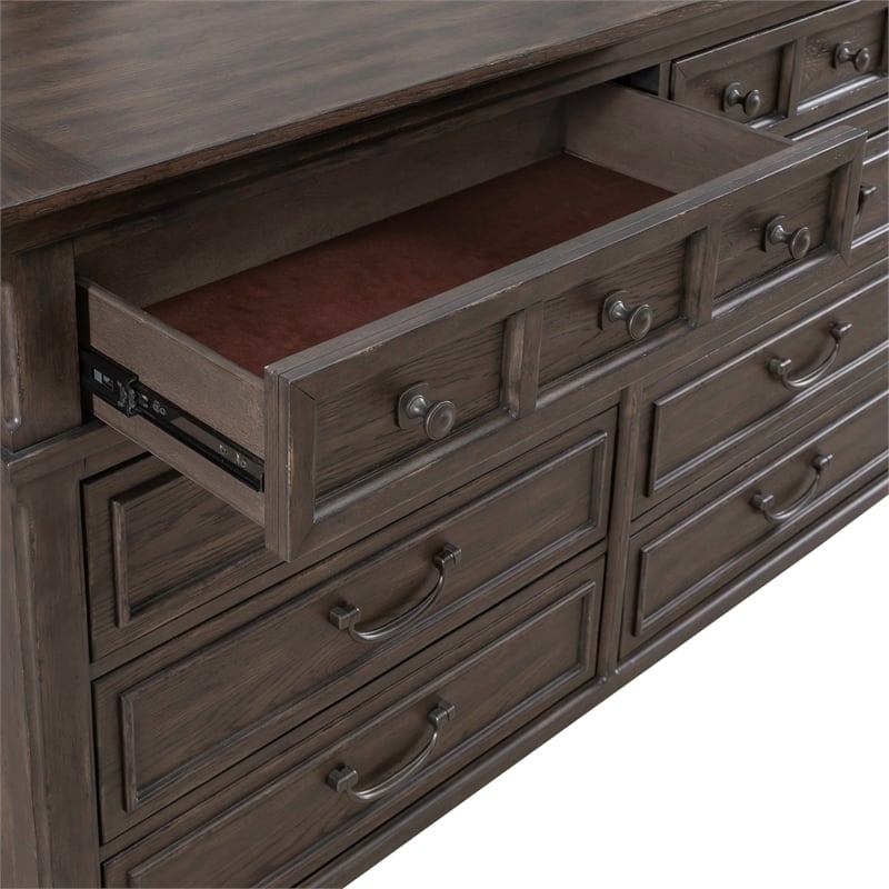 Pemberly Row Set of 4 Queen Panel Bed & Dresser & Nightstands