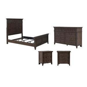 Pemberly Row Set of 4 Queen Panel Bed & Dresser & Nightstands
