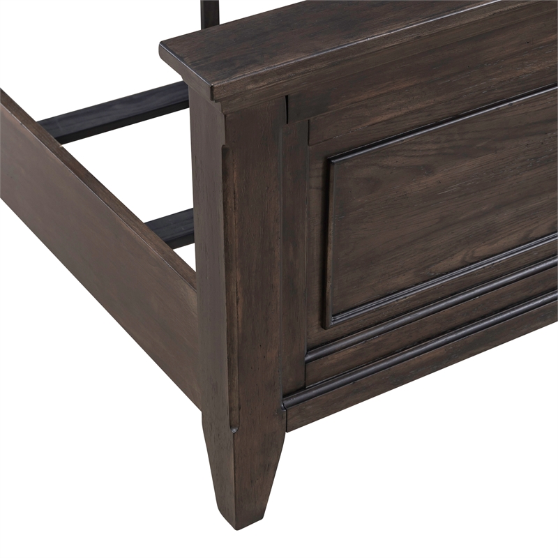 Pemberly Row Set of 4 King Panel Bed & Dresser & Nightstands w/ Charging Station