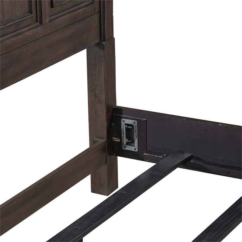 Pemberly Row Set of 4 King Panel Bed & Dresser & Nightstands w/ Charging Station