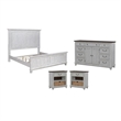 Pemberly Row Set of 4 King Panel Bed & & Dresser & Nightstands