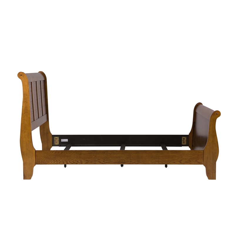 Pemberly Row Set of 4 Medium Brown Queen Sleigh Bed & Dresser & Nightstands