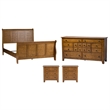 Pemberly Row Set of 4 Medium Brown Queen Sleigh Bed & Dresser & Nightstands