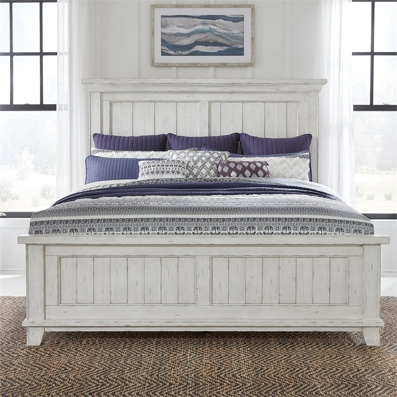 Pemberly Row Set of 3 King Panel Bed & Nightstands with Charging Station