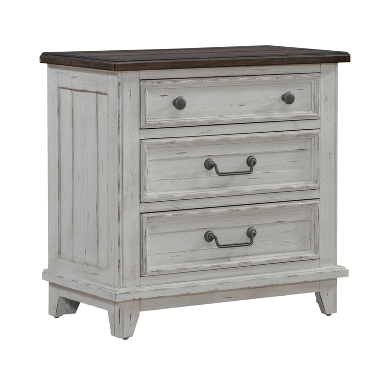 Pemberly Row Set of 3 King Panel Bed & Nightstands with Charging Station