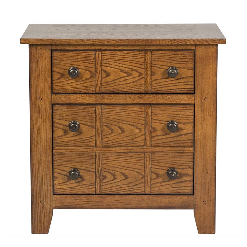 Pemberly Row Set of 3 Medium Brown Queen Sleigh Bed & Nightstands