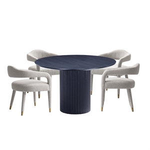 Pemberly Row 5-Piece 47.24&quot Round Solid Wood Dining Table with 4 Dining Chairs