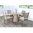 Pemberly Row Modern Solid Wood Round Dining Set in Natural Finish
