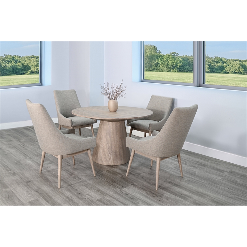 Pemberly Row Modern Solid Wood Round Dining Set in Natural Finish