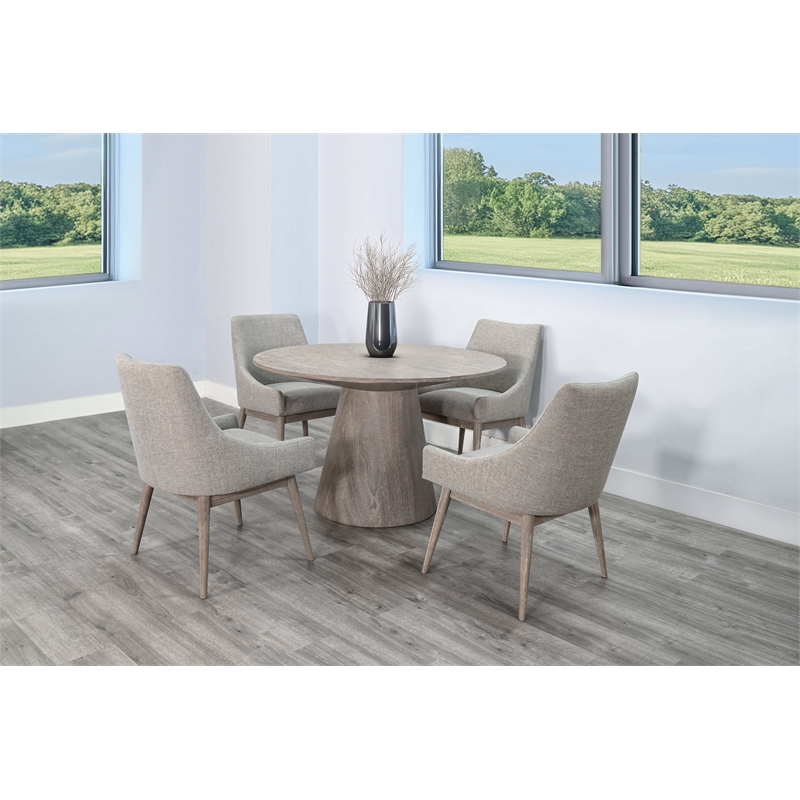 Pemberly Row Modern Solid Wood Round Dining Set in Natural Finish