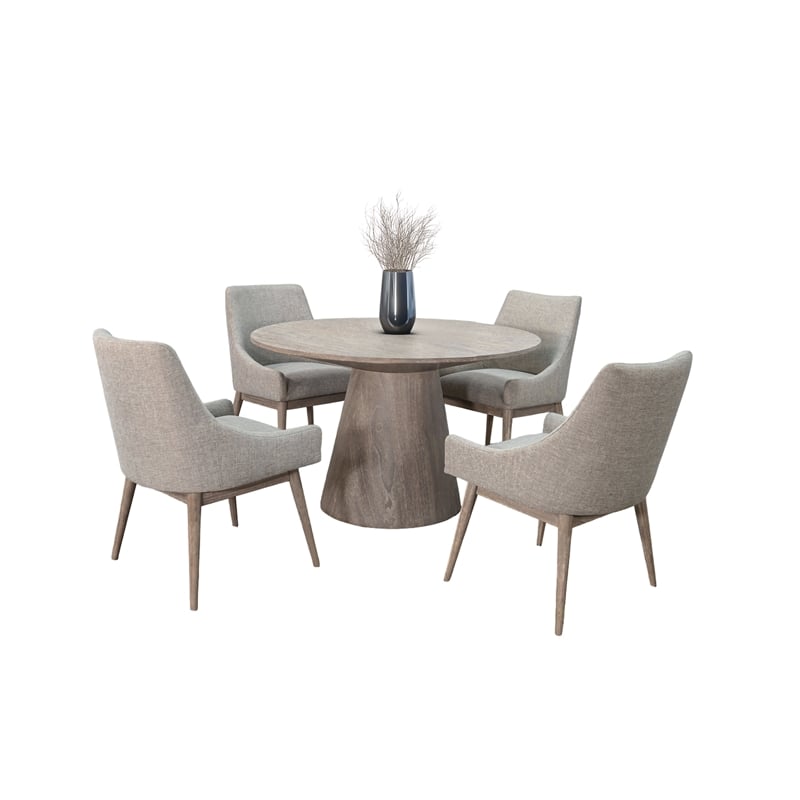 Pemberly Row Modern Solid Wood Round Dining Set in Natural Finish