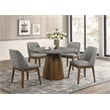 Pemberly Row 5-Piece Fabric & Wood Round Dining Table Set in Gray/Dark Oak