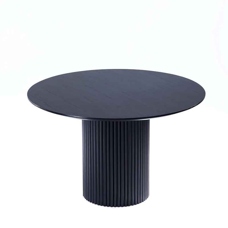 Pemberly Row 7-Piece Round Solid Wood Dining Table with 6 Dining Chairs in Black