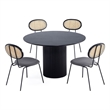 Pemberly Row Round Solid Wood Dining Table with 4 Dining Chairs in Gray
