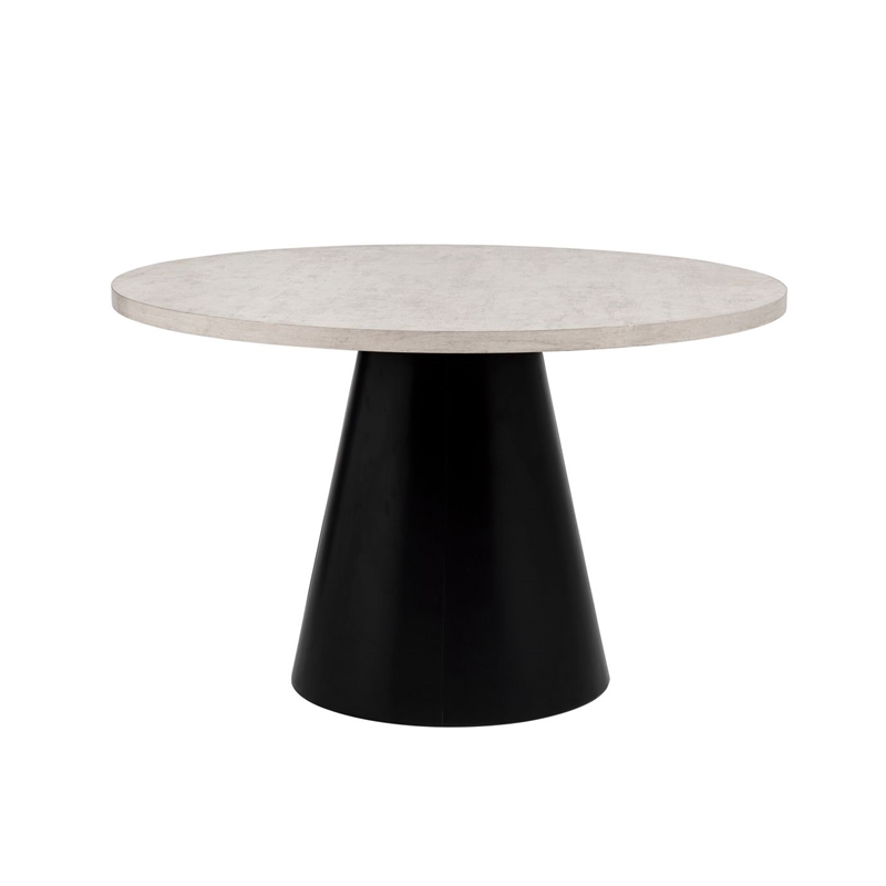 Pemberly Row 5-Piece Transitional Modern Round Dining Set in Black & White
