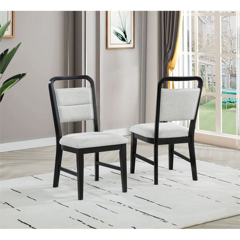 Pemberly Row 5-Piece Transitional Modern Round Dining Set in Black & White