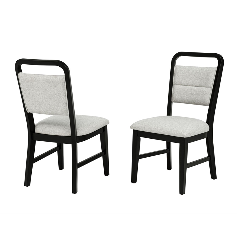 Pemberly Row 5-Piece Transitional Modern Round Dining Set in Black & White