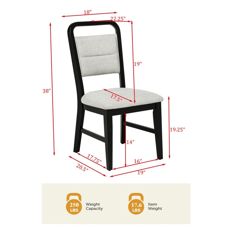 Pemberly Row 5-Piece Transitional Modern Round Dining Set in Black & White