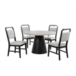 Pemberly Row 5-Piece Transitional Modern Round Dining Set in Black & White