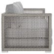 Pemberly Row Modern Rattan & Fabric Outdoor Patio Sofa in Gray