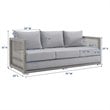 Pemberly Row Modern Rattan & Fabric Outdoor Patio Sofa in Gray