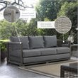 Pemberly Row Modern Rattan & Fabric Outdoor Patio Sofa in Gray