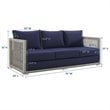 Pemberly Row Modern Rattan & Fabric Outdoor Patio Sofa in Gray and Navy