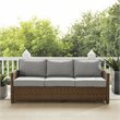 Pemberly Row Fabric & Wicker / Rattan Outdoor Sofa in Gray/Brown