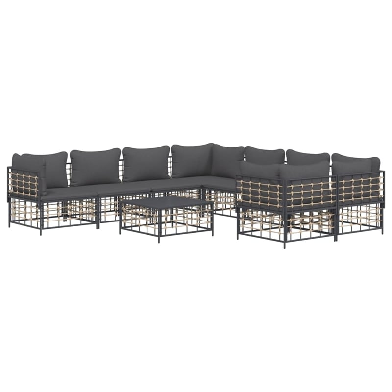 Pemberly Row Contemporary Garden Lounge Set Set of 9 in Anthracite