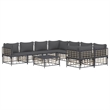Pemberly Row Contemporary Garden Lounge Set Set of 9 in Anthracite