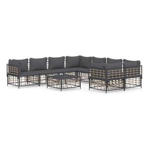 Pemberly Row Contemporary Garden Lounge Set Set of 9 in Anthracite