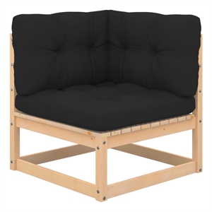 Pemberly Row Contemporary Garden Lounge Set in Anthracite & Natural Wood