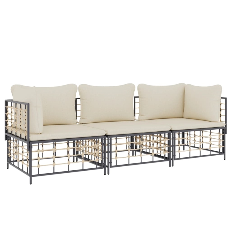 Pemberly Row Contemporary Garden Lounge Set in Beige