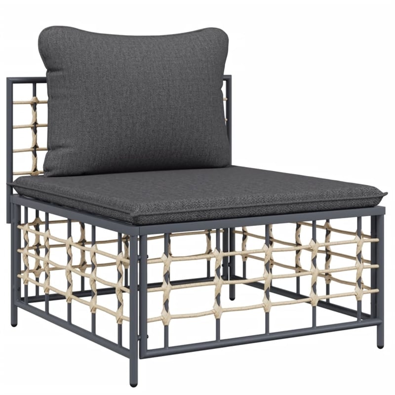 Pemberly Row Contemporary Garden Lounge Set in Anthracite/Gray