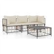 Pemberly Row Synthetic Poly Rattan Garden Lounge Set in Beige