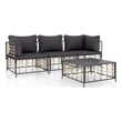 Pemberly Row Contemporary Garden Lounge Set in Anthracite/Gray