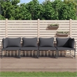 Pemberly Row Synthetic Poly Rattan Garden Lounge Set in Dark Gray