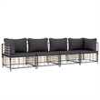 Pemberly Row Synthetic Poly Rattan Garden Lounge Set in Dark Gray