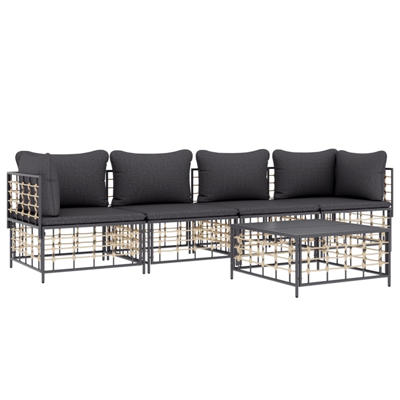 Pemberly Row Poly Rattan Large Modular Garden Lounge Set in Dark Gray