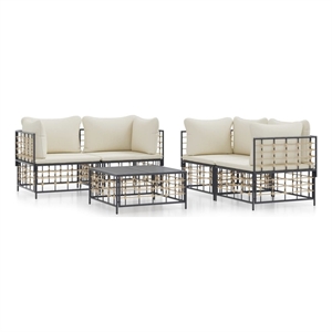 Pemberly Row Contemporary Garden Lounge Set in Anthracite/Gray