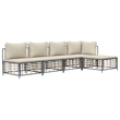 Pemberly Row Contemporary Garden Lounge Set in Anthracite/Beige