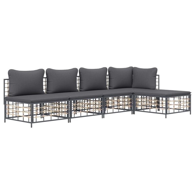 Pemberly Row Contemporary Garden Lounge Set in Anthracite/Gray