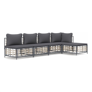 Pemberly Row Contemporary Garden Lounge Set in Anthracite/Gray