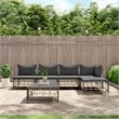 Pemberly Row Poly Rattan Large Modular Garden Lounge Set in Anthracite