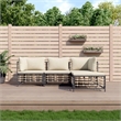 Pemberly Row Rattan Powder-Coated Steel & Fabric Garden Lounge Set in Anthracite